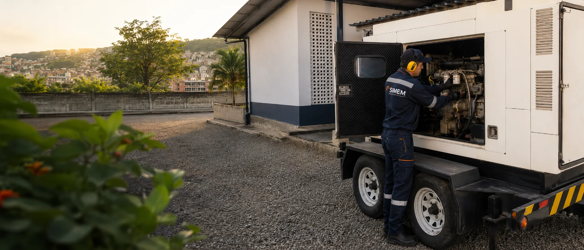 Técnico de SIMEM realizando mantenimiento a una planta eléctrica