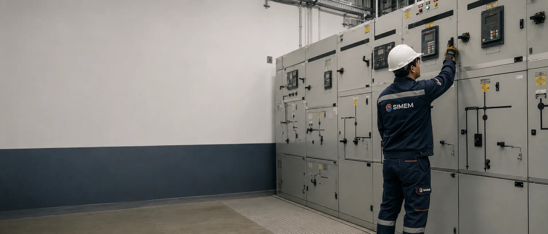 Técnico de SIMEM revisando una subestación eléctrica